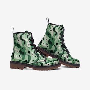 Contemporary Camouflage Boots Vegan Leather Boots Combat Boots Casual Leather Lightweight boots