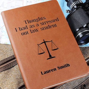 Personalized Law Student Leather Journal Law School Journal Custom New Law Student Gift image 1