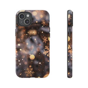 Snowflakes Phone Case Christmas Glitter Phone Case iPhone Tough Phone Cases Samsung Gold Christmas Phone Case Christmas Gift for Her