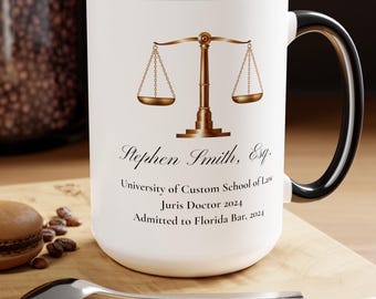 Personalized Lawyer Mug Custom Attorney Mug Gift for New Lawyer Gift for Bar Exam Graduation Gift for New Lawyer Ceramic Mug, (11oz, 15oz)