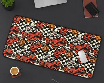 Halloween Desk Mat Halloween Mouse Pad Horror Show Desk Mat Spooky Desk Mat Evil Pumpkin Mouse Pad