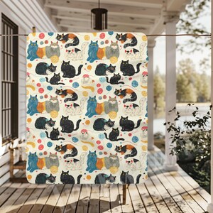 Cute Cat Blanket, Cute Cat Sherpa Fleece Blanket Cat Lover Blanket Cute Cat Mama Blanket