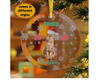 Christmas Personalized Pet Photo Ornament Cat Ornament Pet Portrait Custom kitten Ornament Cat Memorial Ornament Pet Memorial Ornament