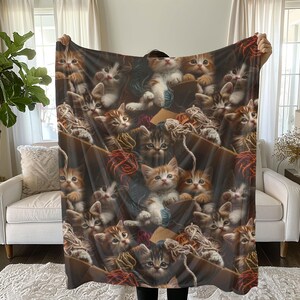 Cute Cat Blanket, Blanket for Cat Lovers Throw Cat Sherpa Fleece Blanket Cat Mom Blanket Cat Mom Gift