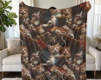 Cute Cat Blanket, Blanket for Cat Lovers Throw Cat Sherpa Fleece Blanket Cat Mom Blanket Cat Mom Gift