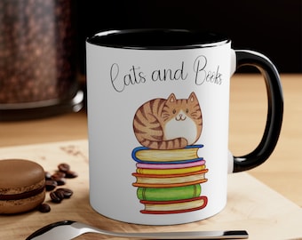 Cats and Books Mug Cat Mug Cat lover Gift Cat Mom Gift Best Cat Mom Mug Cat Mom Birthday Gift Gift for Cat Mom Book Lover Mug coffee mug