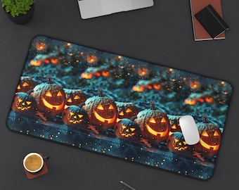 Halloween Desk Mat Halloween Mouse Pad Horror Show Desk Mat Spooky Desk Mat Evil Pumpkin Mouse Pad