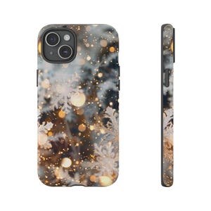 Snowflakes Phone Case Christmas Phone Case iPhone Tough Phone Cases Samsung All Sizes Christmas Glitter Phone Case Christmas Gift for Her