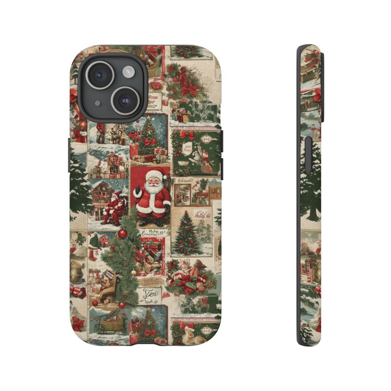 Vintage Christmas Phone Case Santa Phone Case iPhone cases Samsung cases Santa Christmas Tree Phone case Christmas Gift image 3