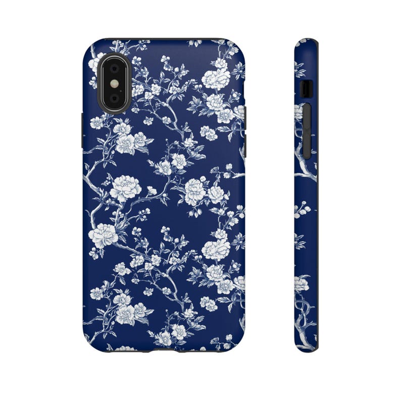 Coque de portable à fleurs en toile de Jouy, française, solide, coque de portable à fleurs, française pour iPhone 15 14 13 12 11 X XR XS 8 7 Samsung toutes les tailles image 6