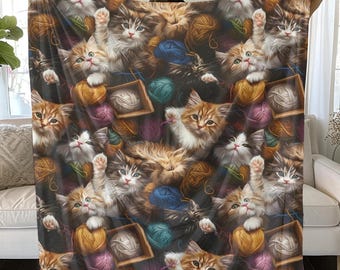 Cute Cat Blanket, Blanket for Cat Lovers Throw Cat Sherpa Fleece Blanket Cat Mom Blanket Cat Mom Gift