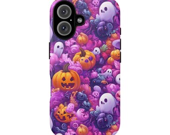 Coquette Pink Halloween Phone Case Halloween Collage Phone Case Tough Phone Case Compatible with iPhone & Samsung Pink Cute Halloween Gift