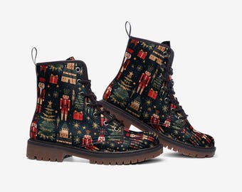 Christmas Nutcracker Boots Christmas Boots Christmas Shoes Christmas Combat Boots Christmas Costume Casual Vegan Leather Lightweight Boots