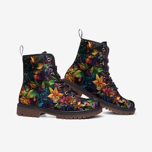 Cottagecore Floral Boots Boho Flower Boot Vegan Leather Boot Leather Lightweight boots