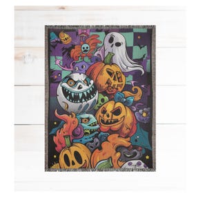 Halloween Woven Blankets Evil Pumpkin Blanket