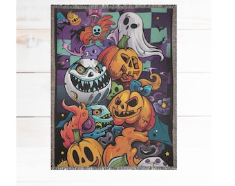 Halloween Woven Blankets Evil Pumpkin Blanket