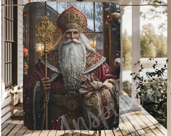 Saint Nicholas Blanket St Nicholas Blanket St Nick Blanket Santa Blanket Santa Claus Blanket Vintage Christmas Orthodox Catholic Blanket