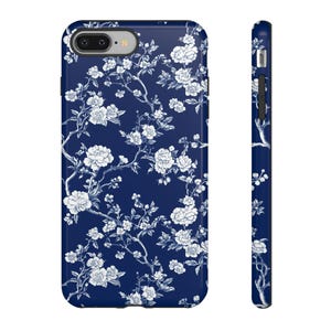Coque de portable à fleurs en toile de Jouy, française, solide, coque de portable à fleurs, française pour iPhone 15 14 13 12 11 X XR XS 8 7 Samsung toutes les tailles image 2
