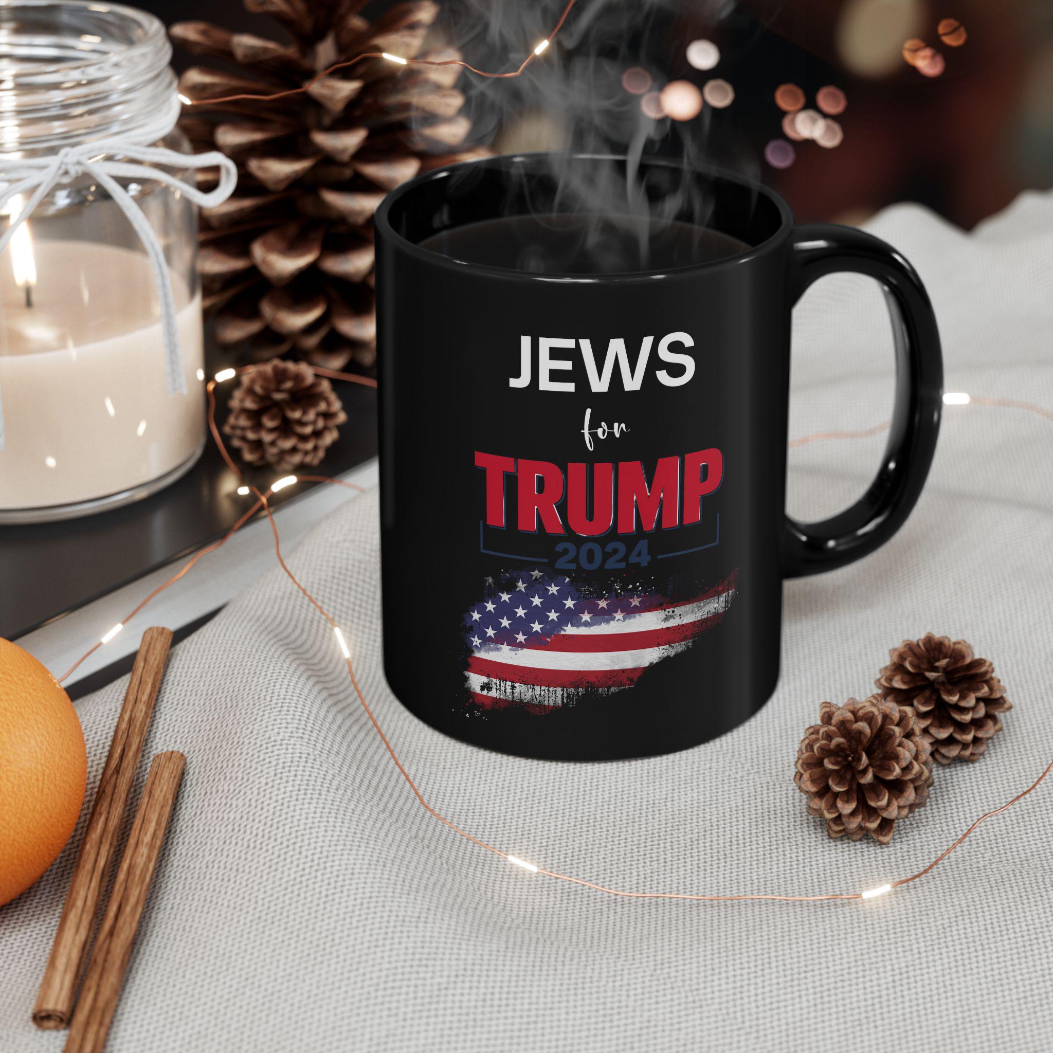 Jews for Trump Black Mug (11oz, 15oz) Trump 2024 Mug Republican Mug Donald Trump Mug Maga Mug Political Mug Jewish Trump Supporters Mug