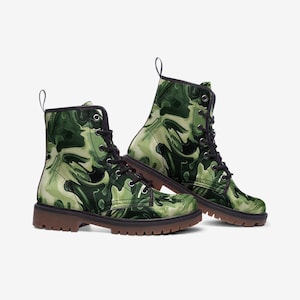 Contemporary Camouflage Boots Military Combat Boots Vegan Leather Boots Casual Leather Lightweight boots MT