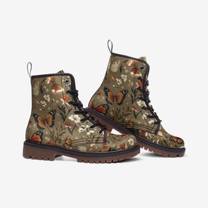 Butterfly Boots Cottagecore Combat Boots Floral Boho Boots Casual Leather Lightweight boots MT