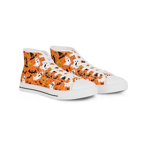 Cute Ghost Halloween Men&#39;s Sneakers Spooky Halloween Men&#39;s High Top Sneakers Halloween Costume Halloween Shoes