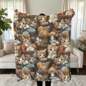 Cute Cat Blanket, Blanket for Cat Lovers Throw Cat Sherpa Fleece Blanket Sherpa Fleece Blanket Minky Blanket Cat Mom Blanket Cat Mom Gift