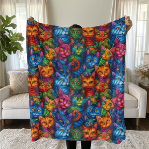 Cute Cat Blanket Sherpa Fleece Blanket, soft blanket, cute blanket, cat blanket, cat pattern blanket baby blanket cat sherpa fleece