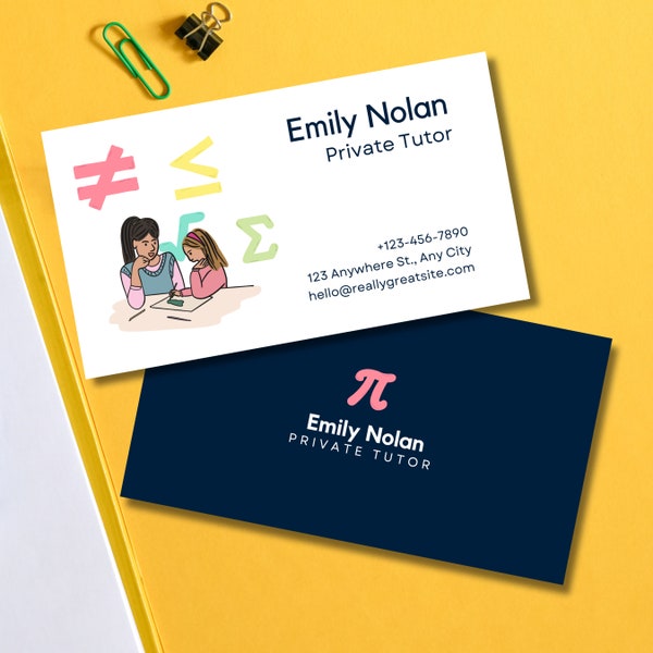 Private Tutor Business Card Etsy