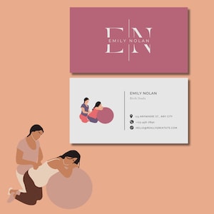 Modelo de cartão de visita Doula de nascimento (faça você mesmo, personalize no Canva, imprima em casa, paleta de cores moderna e calmante)