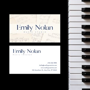 Grundschullehrer Visitenkarte Vorlage (DIY, anpassbar in Canva, bedruckbar, Musiknoten Design-Calling Card)