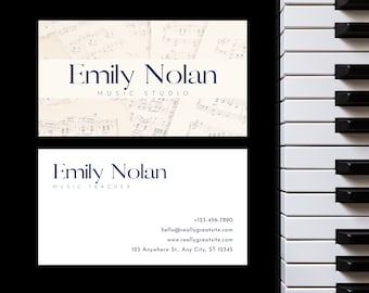 Music Teacher Business Card Template: Customizable DIY Design (Canva)