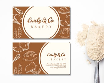 Bakery Business Card Template (DIY, Customizable In Canva, Printable, Hand-Drawn Design Calling Card)
