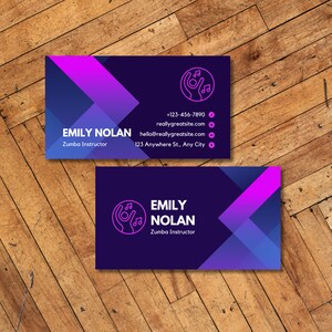 Zumba Trainer Visitenkarte Vorlage (DIY, Anpassen in Canva, Print-At-Home, Personal Trainer Visitenkarte)