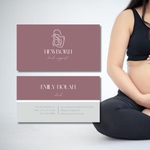 Plantilla de tarjeta de visita de doula (bricolaje, personalización en Canva, impresión en casa, tarjeta de visita de acompañamiento para el parto)