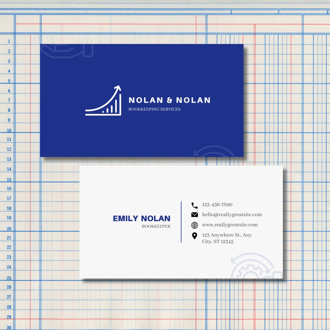 Bookkeeper Business Card Template (DIY Customize in Canva, Print-at ...