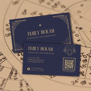 Visitenkartenvorlage für Astrologen (selbstgemacht, in Canva bearbeiten und ausdrucken, Numerologe/Astrologe)