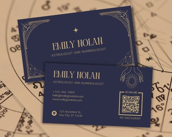 Astrologist Business Card Template (DIY, Edit In Canva & Print, Numerologist/Astrology Practitioner)