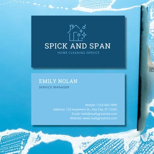 Home Cleaning Service Business Card Template (DIY, Customize In Canva, Print-At-Home, Professional Cleaners Calling Card)