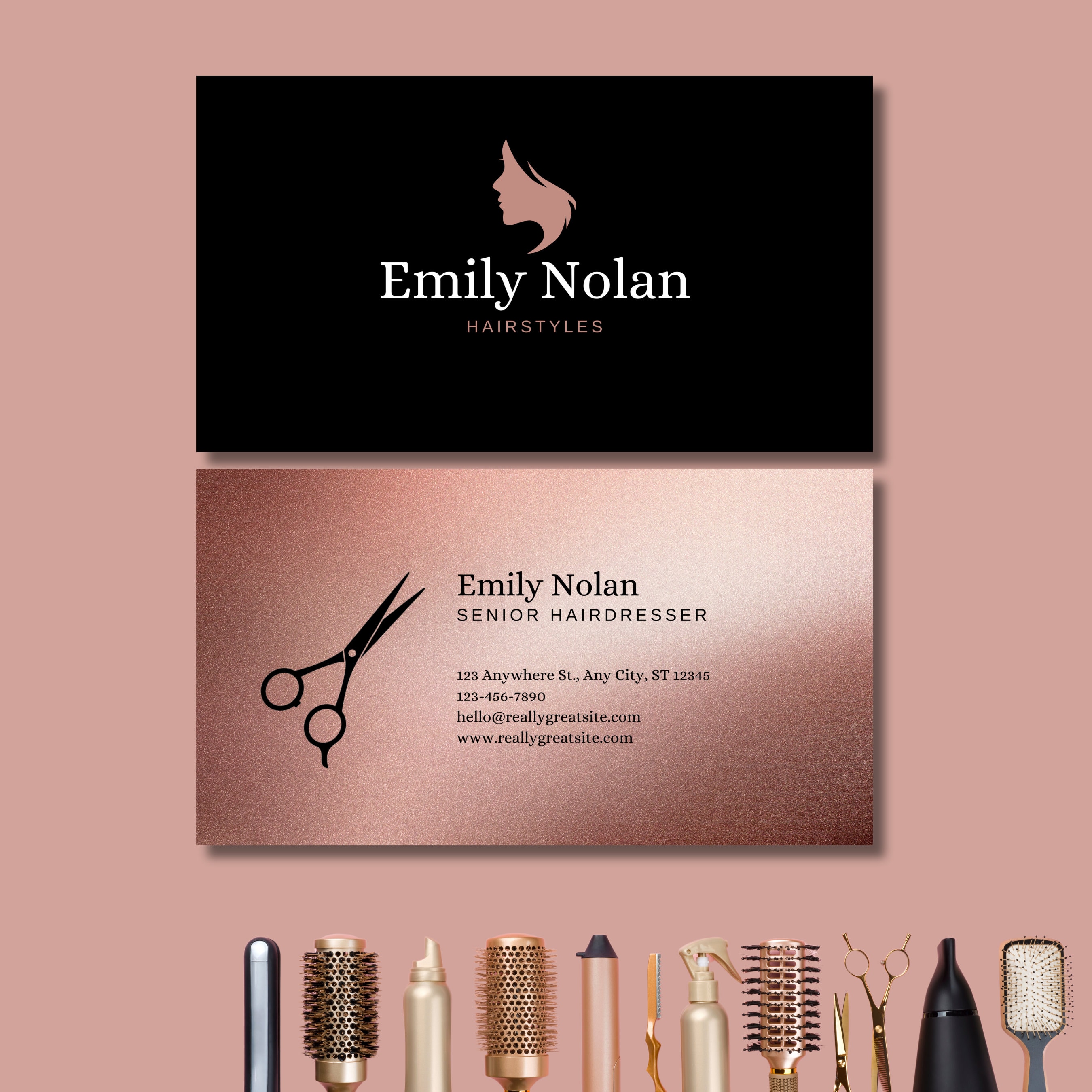 Hairdresser Business Card Template (DIY, Editable in Canva, Print at ...