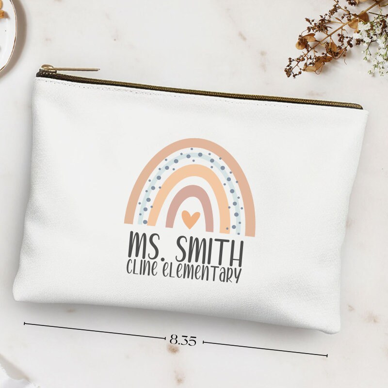 Custom Teacher Tote Bag Teacher Appreciation Gift Boho Rainbow Tote Bag ...