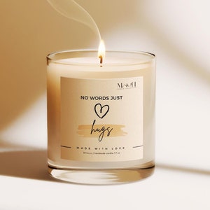 No Words Just Hugs Candle, Sending You Hugs in Candle, Thinking of You Gifts,Get Well Soon Gift for,Sympathy Heart Candle Gift, Hug in a Jar