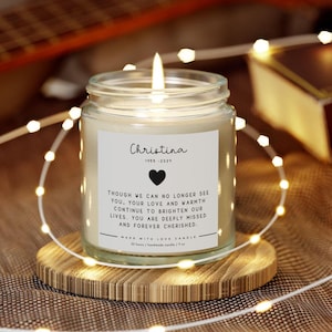 Custom Sympathy Candle Gift Personalized Memorial with Name Date and Custom Text Memory Candles Sympathy Loss of Father Mom Brother Friend