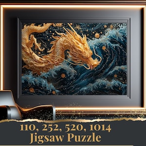 Dragon Jigsaw Puzzle 1000 Piece for Adults Art Puzzle Lunar Chinese dragon Puzzle Gift Idea For Her Wall Puzzle Year of the Dragon Christmas