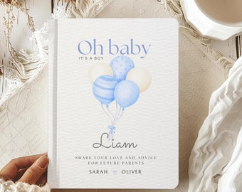Personalized Oh Baby Shower Guest Book Custom Wishes for Baby Advice for Parents Keepsake Journal Gender Reveal Sign In Book, Memory Book