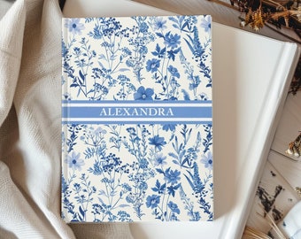 Brautjungfer Geschenk Personalisiertes Journal Benutzerdefiniertes Notizbuch Name Tagebuch Einzigartige Brautjungfer Vorschlag Geschenk Toile de Jouy Floral Dankbarkeit Journal für