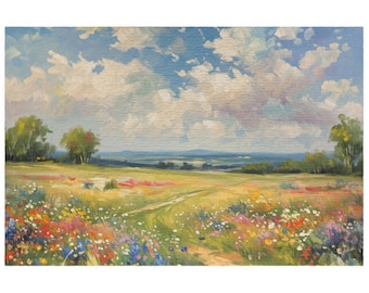 Wildflowers Field Jigsaw Puzzle 1000 Piece for Adults Art Puzzle Flower Puzzle Landscape Countryside Puzzle Gift Idea For Her WallArt Puzzle