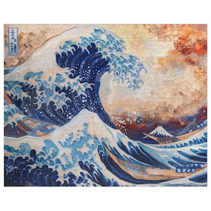 The Great Wave Off Kanagawa Jigsaw Puzzle 1000 Piece for Adults Mosaic Art Puzzle Hokusai Japanese Artwork Gift Idea for Him Birthday Gift