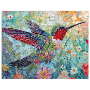 Hummingbird Jigsaw Puzzle 1000 Piece for Adults and Kids Art Puzzle Embroidered Colorful Animal Family Puzzle Nature Puzzle Gift Idea Bird