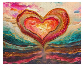 Heart Love Clouds Jigsaw Puzzle 1000 Piece Fluid Landscape Art Puzzle for Adults,Couples,Valentines day Gift Idea For Her,Anniversary gifts